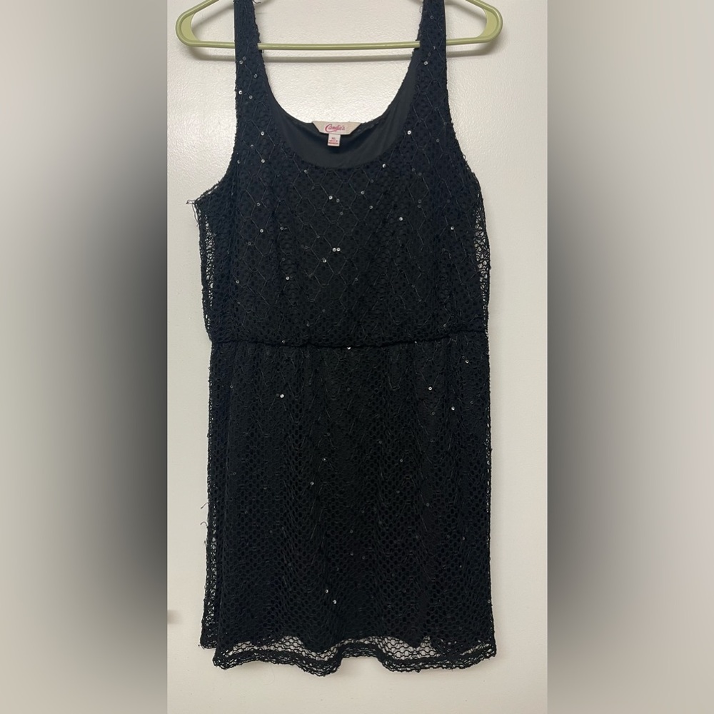 Candie's Black Sequin Lace Sleeveless Dress